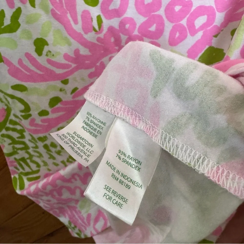 Lilly Pulitzer Pink and Green Floral Dress Size Large